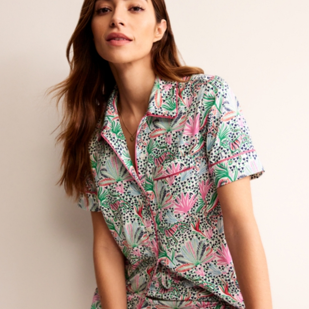 Boden Print Cotton Short Sleeve Print Top 10 Medium
